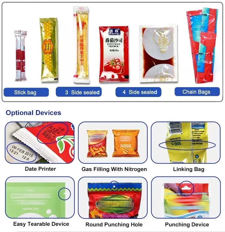 various sachet with option devices